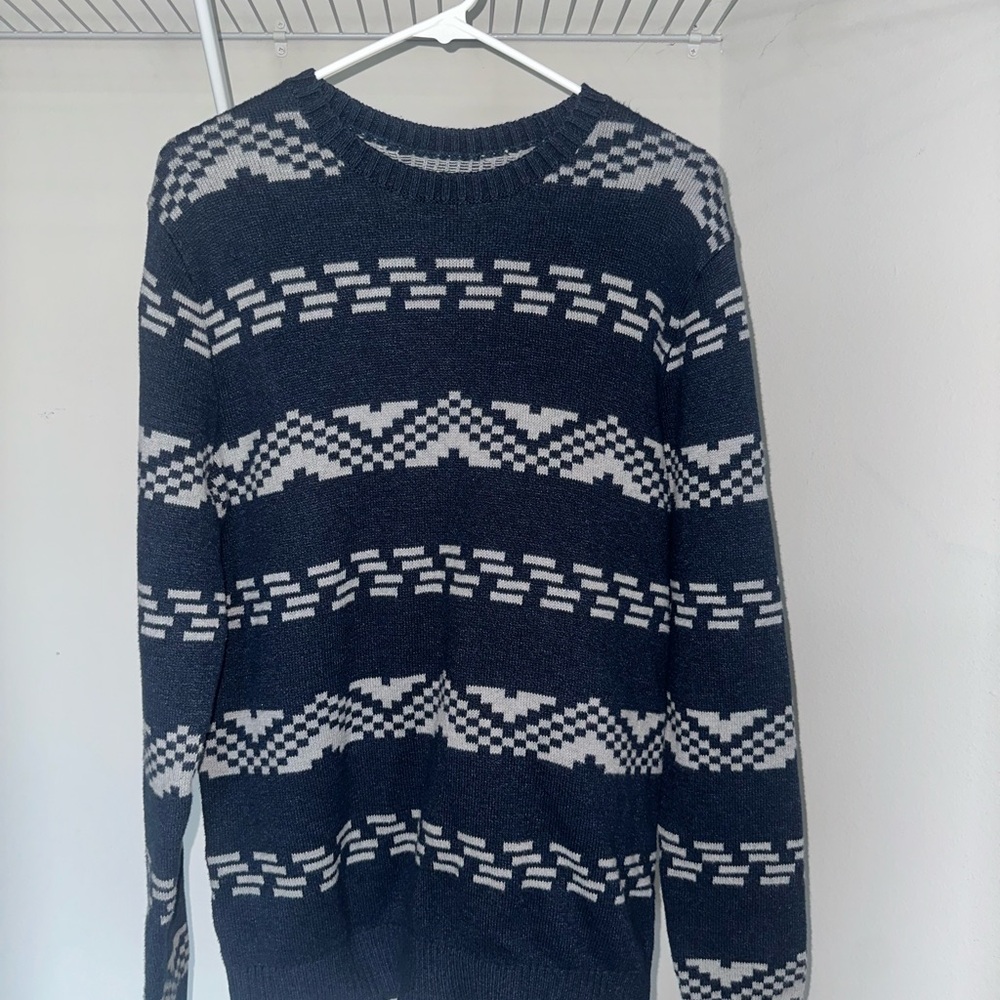 Men’s Hollister Navy Blue & White Crew Neck Pullover Sweater Size Large - Picture 3 of 8